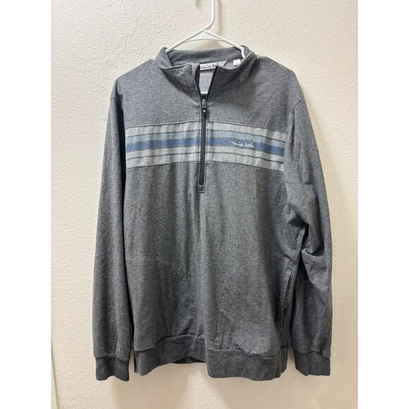 Travis Mathew Quarter Zip Sweater Men's Size Large Gray Blue Golf Performance - Picture 2 of 3